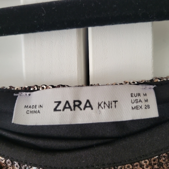 Zara Knit Sequin Snake Print A-line Midi Skirt Size M - Picture 9 of 12